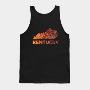 Colorful mandala art map of Kentucky with text in brown and orange Tank Top